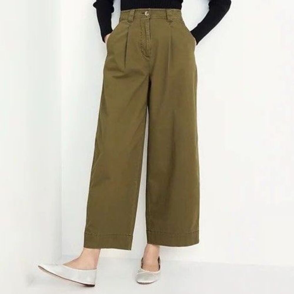 Old Navy Extra High-Waisted Barrel Wide-Leg Pants 24W Olive Green NWT